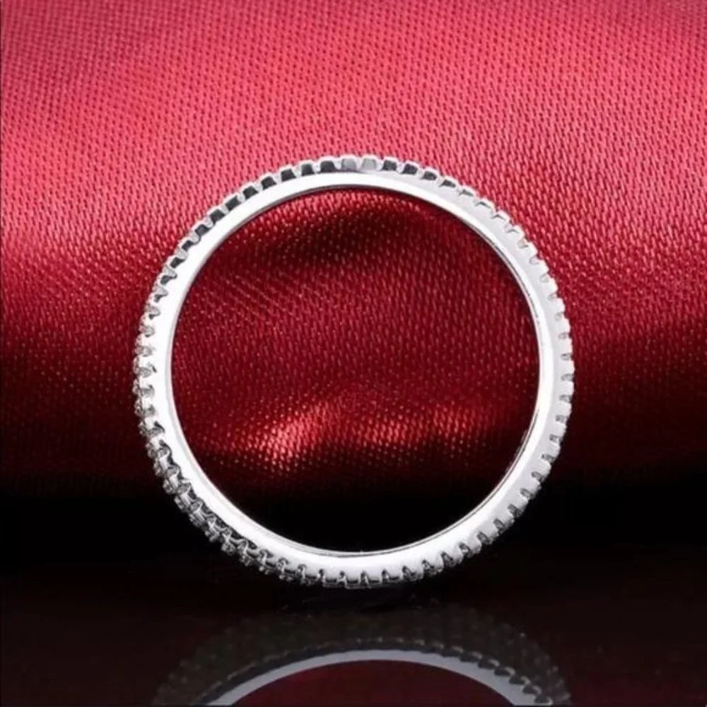 ETERNITY 925 STERLING SILVER DIAMOND RING, CUTE RING, SHINY RING. - Picture 6 of 6